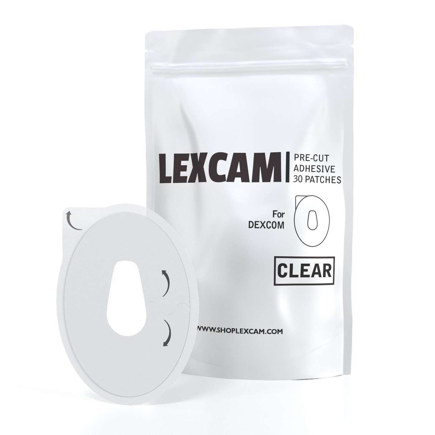 Lexcam Adhesive Waterproof  Patches Pre-Cut for Dexcom G6, Color Clear (30)