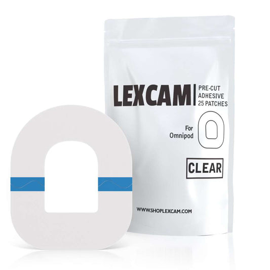 Lexcam Adhesive Patches Pre-Cut for Omnipod, Color Clear, (25)