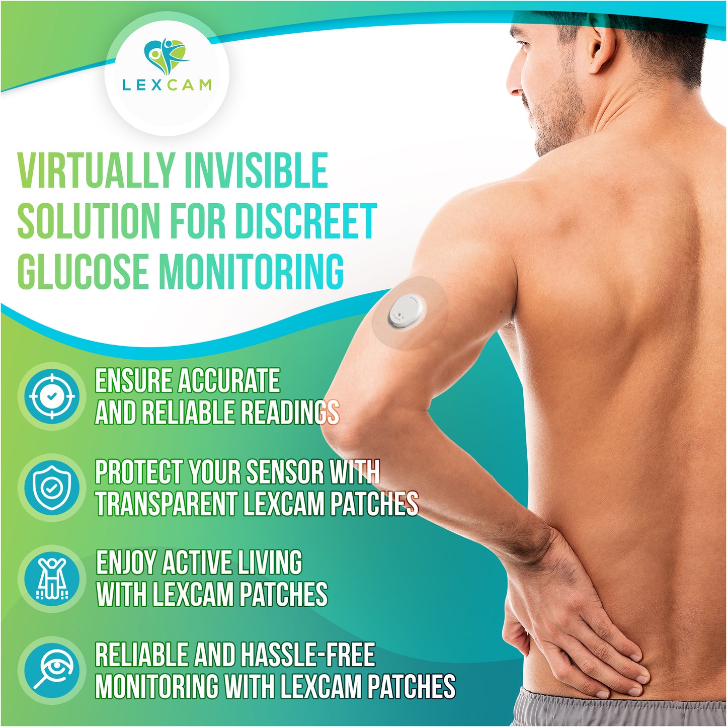 Lexcam Original - Dexcom G7 & Stelo Adhesive Patches - Clear - 20 count