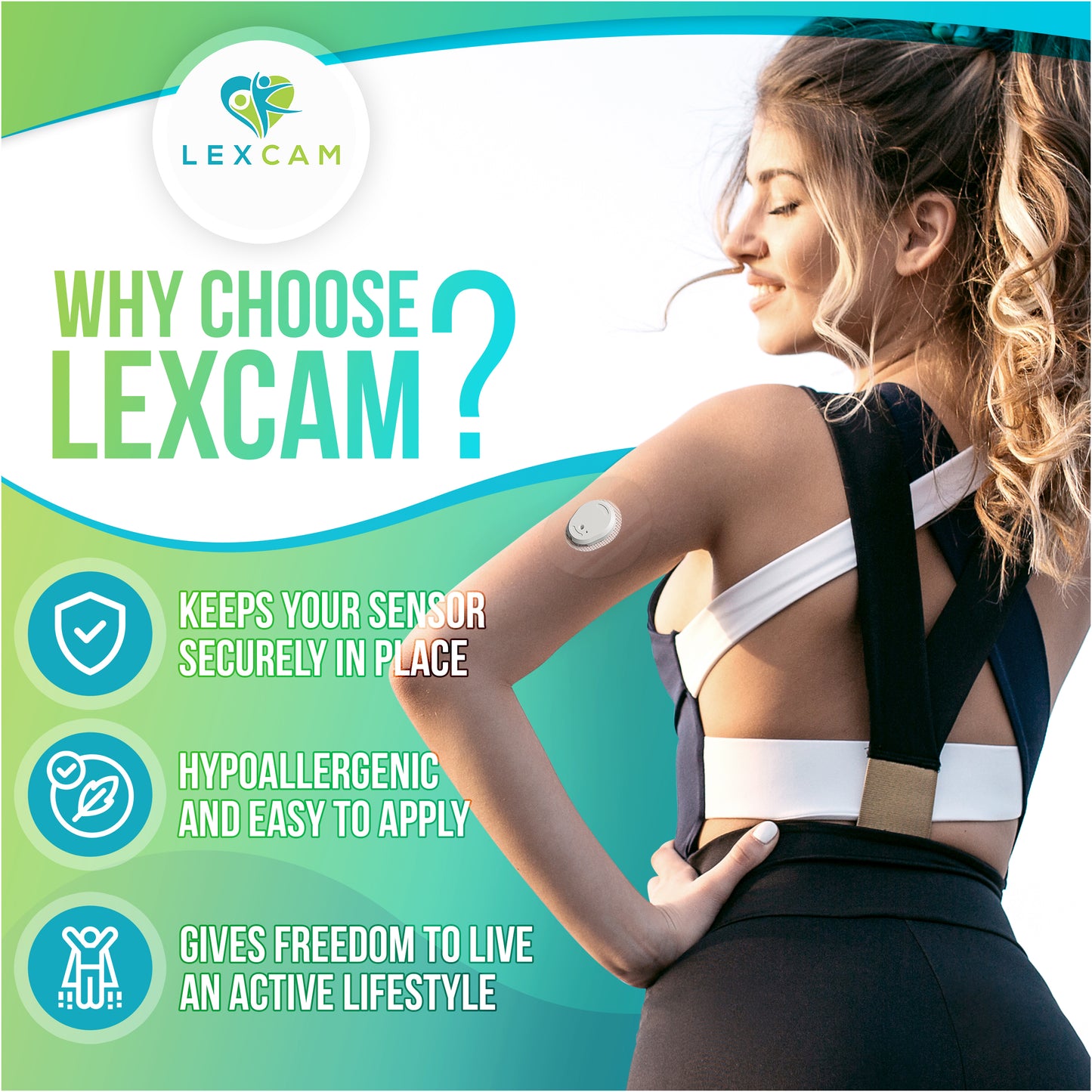 Lexcam Adhesive Patches Pre-Cut for Dexcom G7, (20).