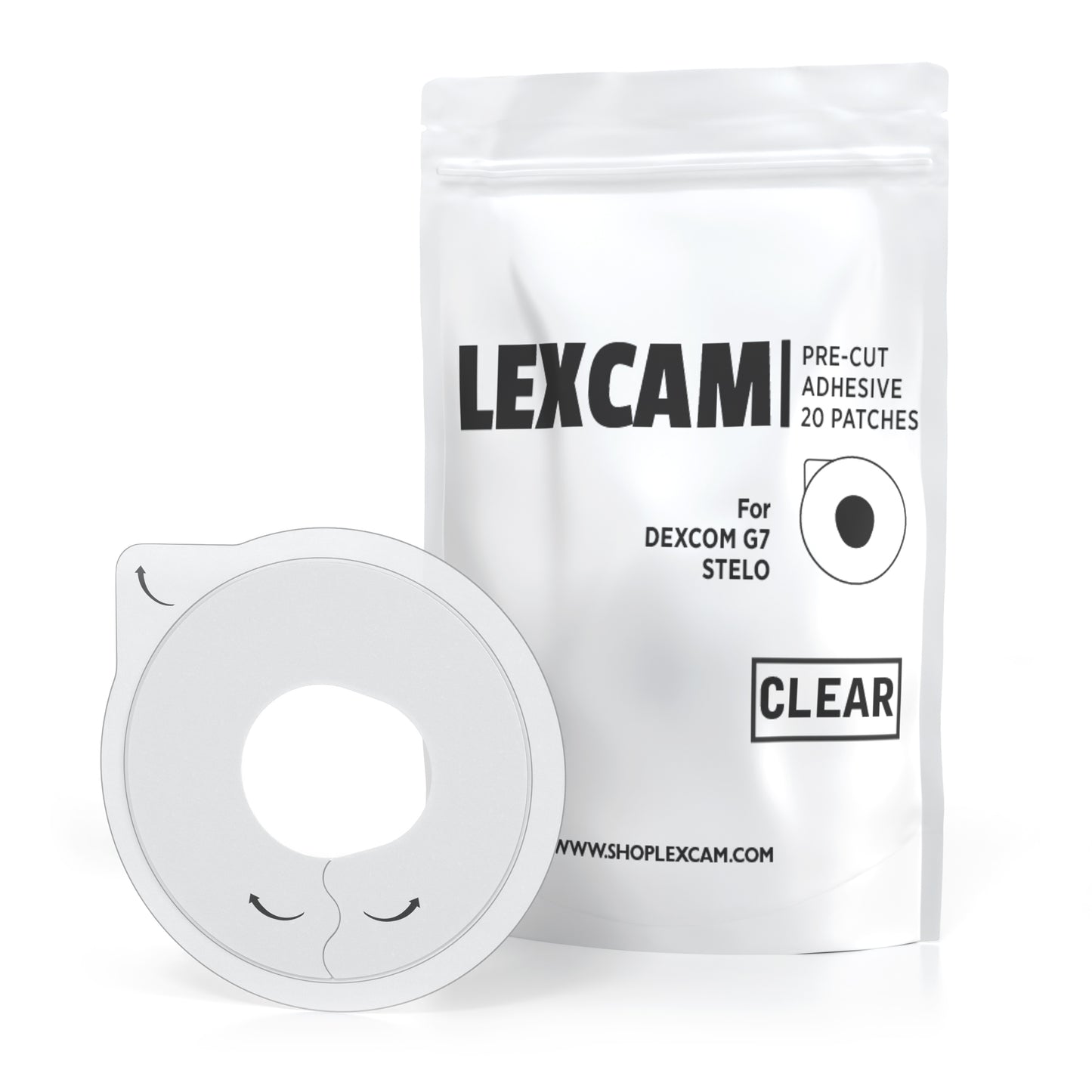 Lexcam Original - Dexcom G7 & Stelo Adhesive Patches - Clear - 20 count