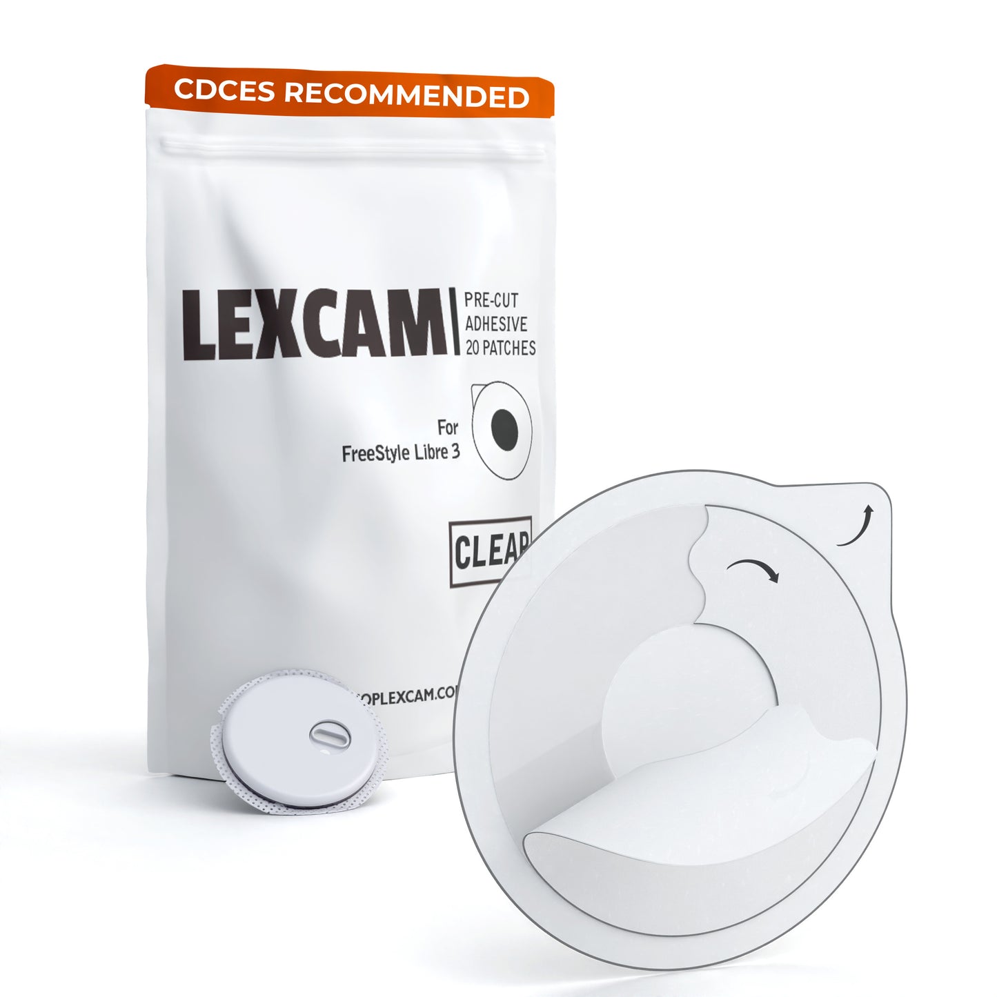 Lexcam Adhesive Patches for Libre 3 – Bundle of 2 Packs (40 Patches Total) – Waterproof, Transparent, Skin-Friendly Overpatches