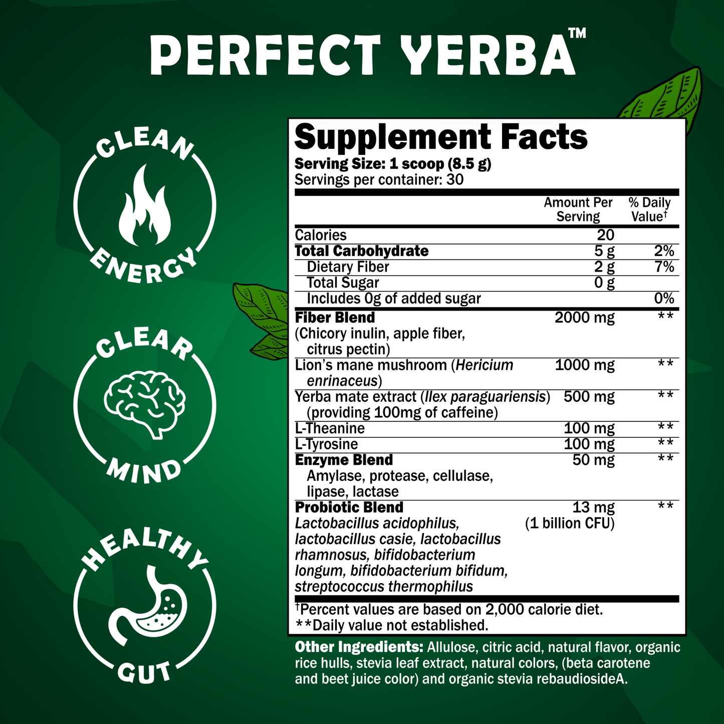 Perfect Yerba | Yerba Mate Instant Tea Powder | 30 Servings | Mango Peach flavor