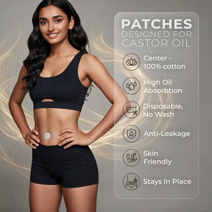 Castor Oil Belly Button Leak-Proof Patches, Clear - 50 pc | Castor oil not included