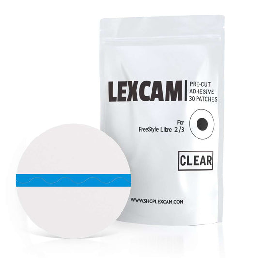 Lexcam Adhesive Waterproof Patches Pre-Cut for Freestyle Libre 2 3, Color Clear (20)