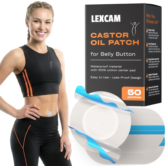 Castor Oil Belly Button Patches – Leak-Proof, Waterproof Pads with Organic Cotton Core for Gentle, Mark-Free Use (50 Clear Patches, Castor Oil Pack Wrap)