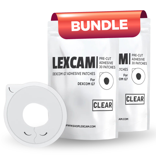 Lexcam Adhesive Patches for Dexcom G7 & Stelo – Bundle of 2 Packs (60 Patches Total) – Waterproof, Transparent, Skin-Friendly Overpatches