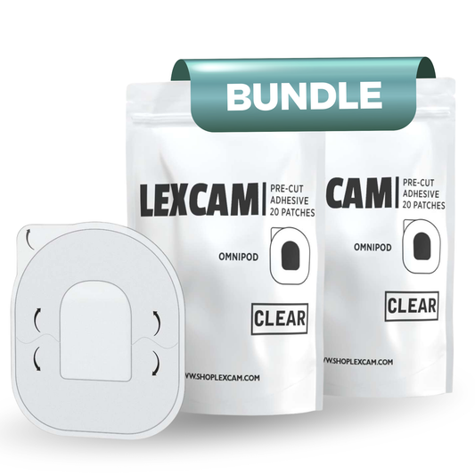 Lexcam Adhesive Patches for Omnipod – Bundle of 2 Packs (40 Patches Total) – Waterproof, Transparent, Skin-Friendly Overpatches