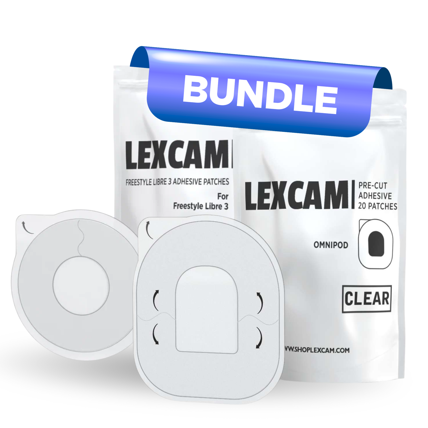 Lexcam Libre 3 & Omnipod Patches Bundle – 2 Packs / 40 Clear Waterproof, Skin-Friendly Overpatches