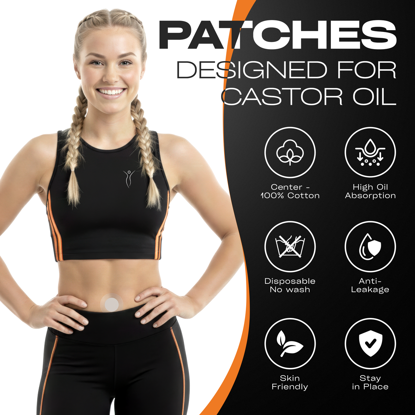 Castor Oil Belly Button Patches – Leak-Proof, Waterproof Pads with Organic Cotton Core for Gentle, Mark-Free Use (50 Clear Patches, Castor Oil Pack Wrap)