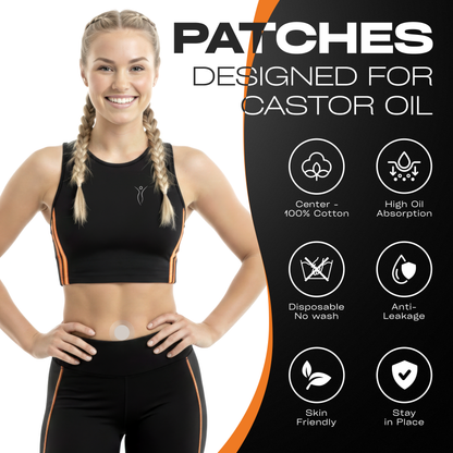 Castor Oil Belly Button Patches – Leak-Proof, Waterproof Pads with Organic Cotton Core for Gentle, Mark-Free Use (50 Clear Patches, Castor Oil Pack Wrap)