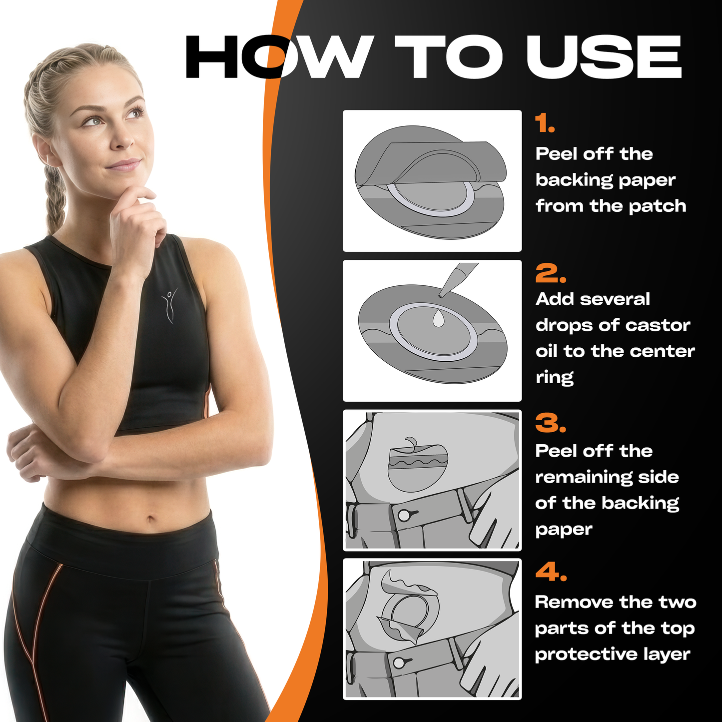 Castor Oil Belly Button Patches – Leak-Proof, Waterproof Pads with Organic Cotton Core for Gentle, Mark-Free Use (50 Clear Patches, Castor Oil Pack Wrap)