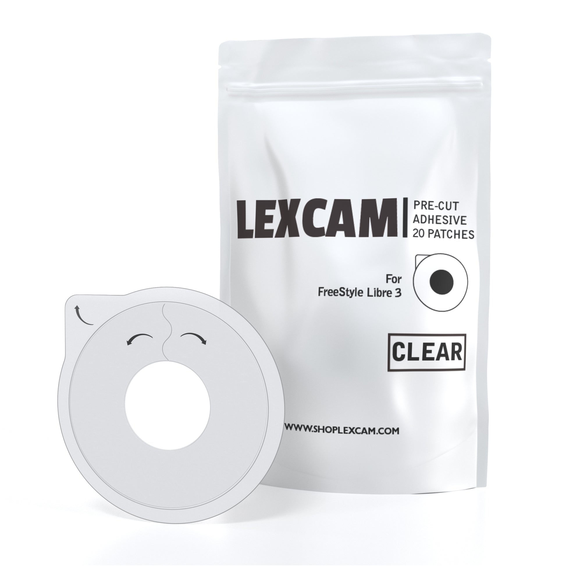 Lexcam Adhesive Patches Pre-Cut for FreeStyle Libre 3, (20)